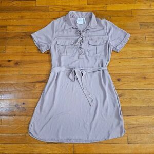 L'Academie Womens Safari Shift Dress Size Large Neutral